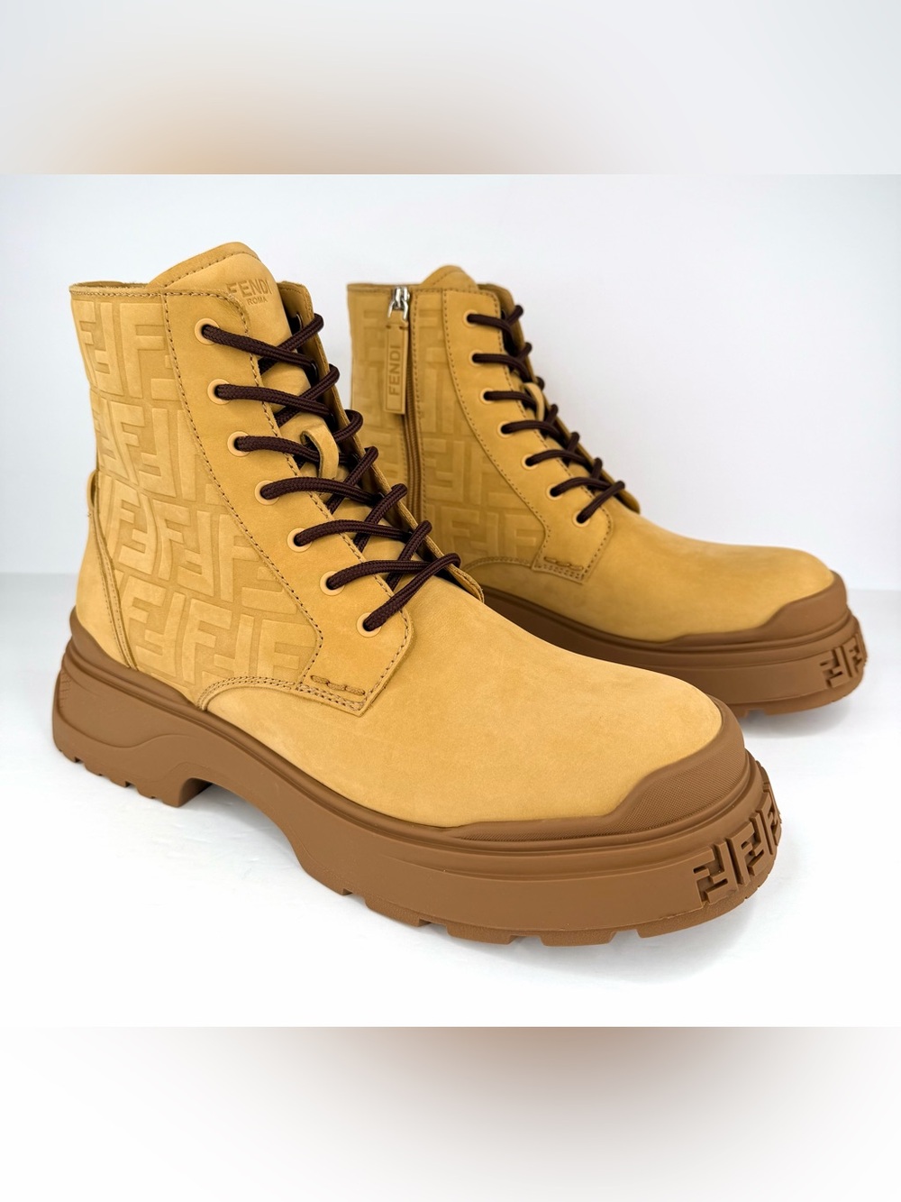 Fendi Nabuck Nubuck Supreme Suede Leather Logo Ankle Boots UK 9 - US 10 - EU 43